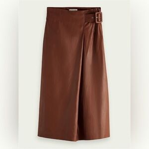 Scotch & Soda Faux Leather Midi Skirt